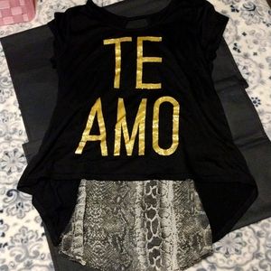 Bongo "Te Amo" Short Long Unique Snakeskin Sexy Keyhole Back Crop Top Sz M EUC
